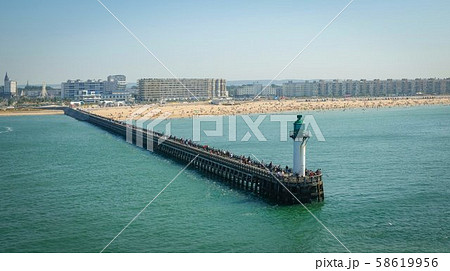 The port of Le Havre with pier and sea beach on a 58619956