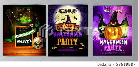 Halloween party flyer set vector 58619987