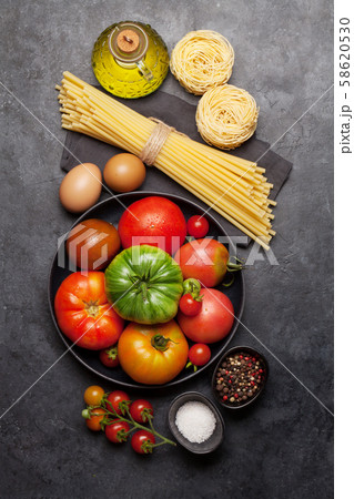 Pasta, tomatoes and herbs Pasta, tomatoes and herbs 58620530