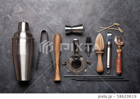 Cocktail utensils. Set of bar tools Cocktail utensils. Set of bar tools 58620619