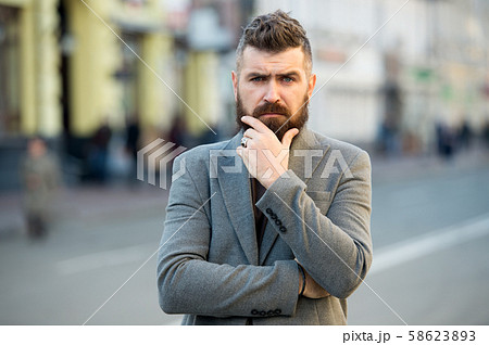 Bearded and cool. Hipster appearance. Stylish 58623893