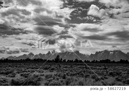 Grand Teton mountain range from a viewpoint Grand Teton mountain range from a viewpoint 58627219