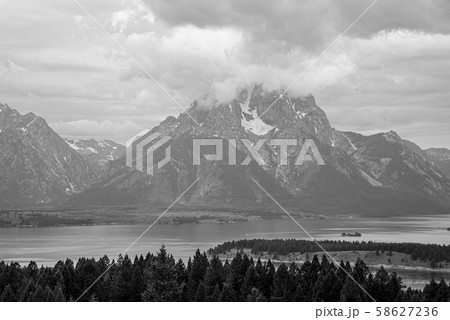 Grand Teton mountain range from a viewpoint Grand Teton mountain range from a viewpoint 58627236