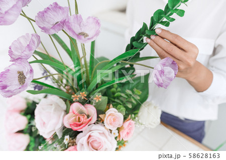 young women business owner florist making or young women business owner florist making or 58628163