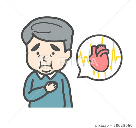 心臓を気にする男性 上半身 心臓を気にする男性 上半身 58628660