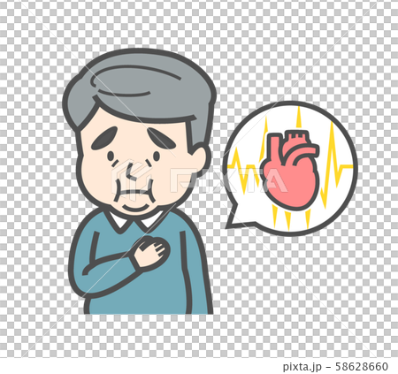 心臓を気にする男性 上半身 心臓を気にする男性 上半身 58628660