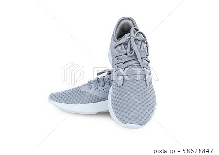 Gray sport shoes isolated on white background. 58628847