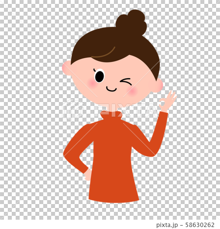 A woman who issues an OK sign 58630262