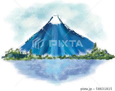 年賀状 富士山 富士 風景 年賀状 和風 和柄 和 手描き 山 のイラスト素材