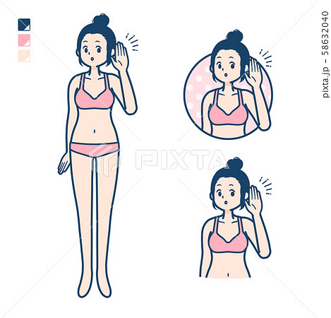 simple underwear woman_Listening 58632040