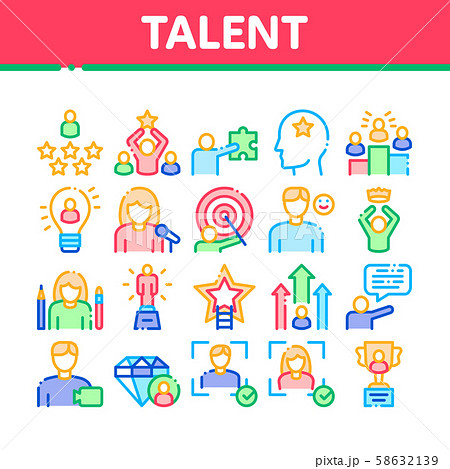 Human Talent Collection Elements Icons Set Vector 58632139