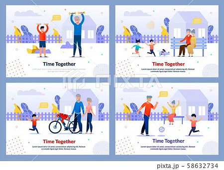 Relatives Spending Summer Time Together Banner Set 58632734
