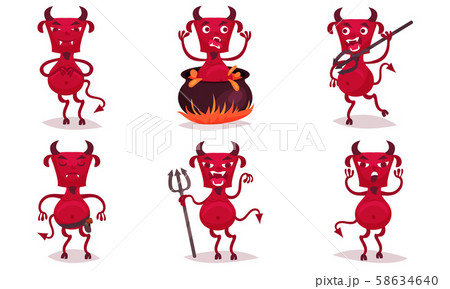 Set of red bearded devils. Vector illustration. Set of red bearded devils. Vector illustration. 58634640