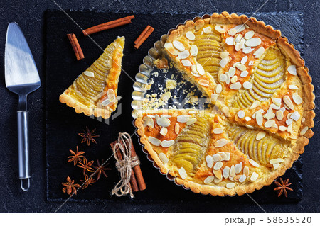 La Tarte Bourdaloue filled with poached pears 58635520