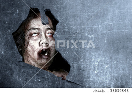 Scary zombies with blood peek Scary zombies with blood peek 58636348