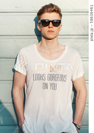 Handsome hipster guy with sunglasses Handsome hipster guy with sunglasses 58636461