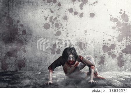 Scary zombies with blood and wound on his body Scary zombies with blood and wound on his body 58636574