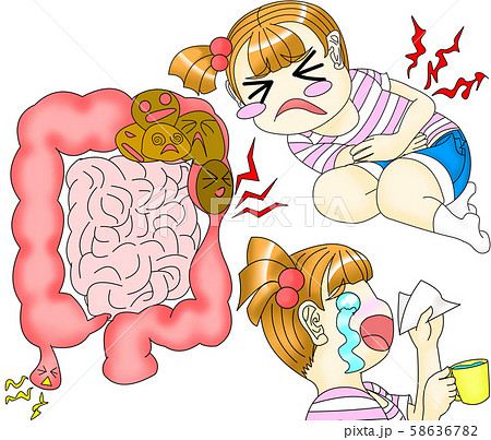 腹痛便秘腸内トラブルイラスト 58636782