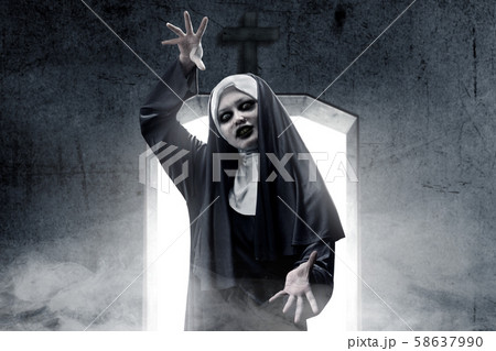 Frightening devil nun haunted the darkroom 58637990