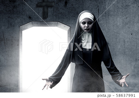 Frightening devil nun haunted the darkroom 58637991
