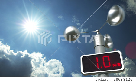 Anemometer shows 1 meter per second wind speed. Weather forecast related 3D rendering Anemometer shows 1 meter per second wind speed. Weather forecast related 3D rendering 58638126