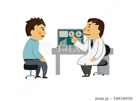 医者と患者 男性医師と 男性患者 診察をする医師と患者 診察室のイメージ のイラスト素材