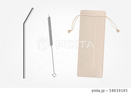 Reusable drinking straw kit items realistic vector 58639165