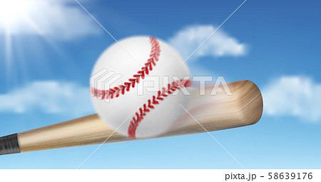 Baseball bat hitting ball 3d realistic vector 58639176