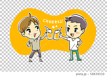 男性2人が乾杯 夏服 のイラスト素材