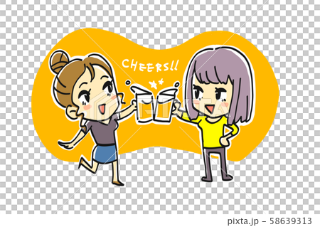 Two women toast (summer clothes) 58639313