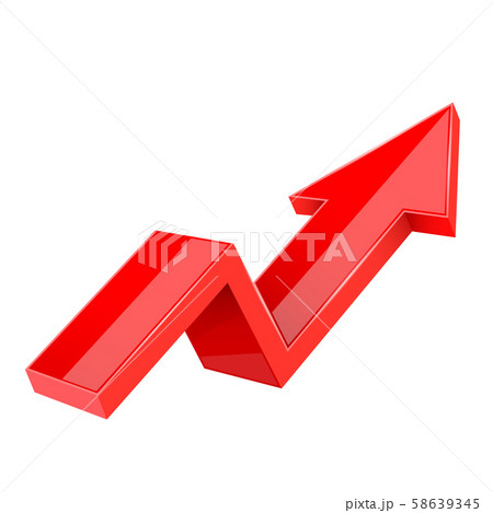 Financial trend. Up rising indication arrow. Red 3d sign 58639345