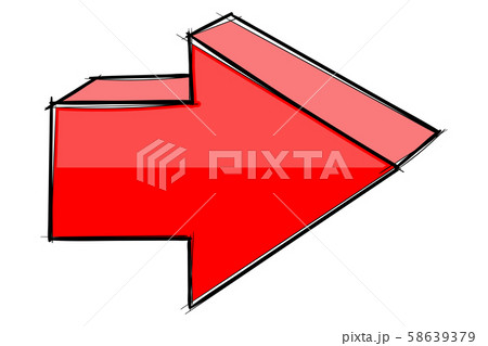 Arrow sign. Red hand drawn sketch 58639379
