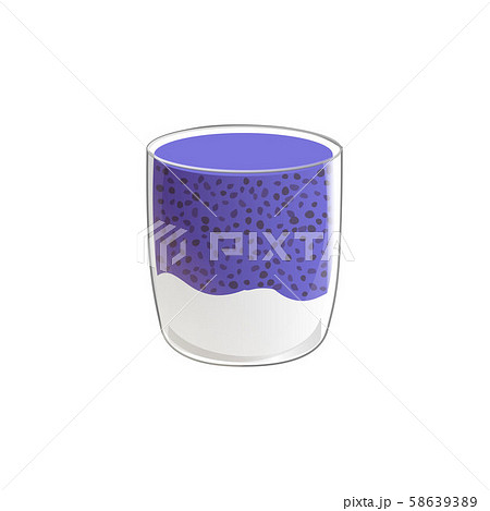 Chia seed pudding. Healthy vegan snack in glass. Vector illstration isolated on white background. 58639389