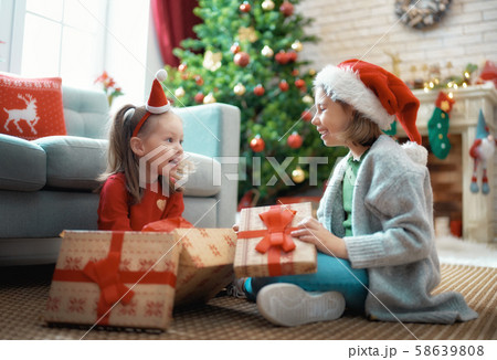 family celebrating Christmas 58639808