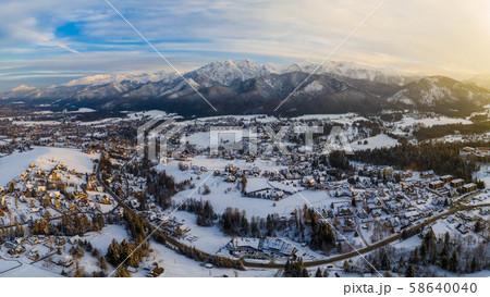 Aerial landscape with tatra mountains and 58640040