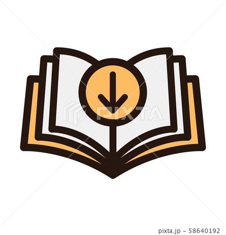 Ebook digital download icon - book and arrow Ebook digital download icon - book and arrow 58640192