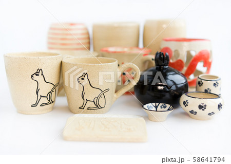 handmade author ceramics, only one a kind. Items for interior decoration, vases, cups, attributes 58641794