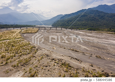 landscape of golden miscanthus with mountain landscape of golden miscanthus with mountain 58644586
