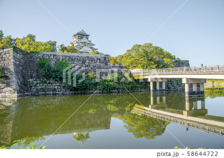 大阪城天守閣と極楽橋の写真素材