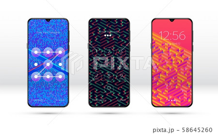 Smartphone lock screen background with abstract...のイラスト素材 [58645260 ...