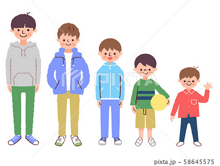 family of 5 3 boys cartoon