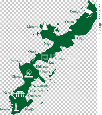 沖縄本島　地図　イラスト ベクター 58645862