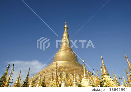 The Shwedagon Pagoda Temple, Golden Pagoda in The Shwedagon Pagoda Temple, Golden Pagoda in 58645994