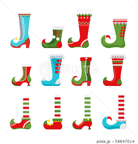 Santa little helpers in medieval pointed shoes. Santa little helpers in medieval pointed shoes. 58647014