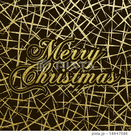 Merry Christmas gold glittering lettering...のイラスト素材 [58647086] - PIXTA