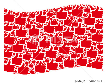 Waving Red Flag Pattern of Thumb Up Icons 58648216
