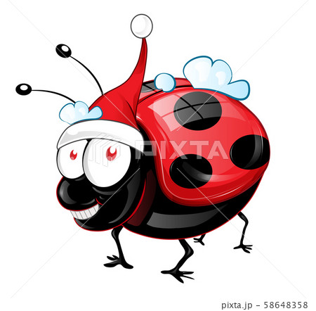 Lady Bug Character with Santa Claus hat . vector 58648358