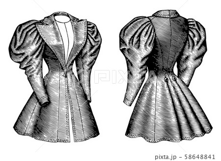 Lady's Coat, vintage engraving. 58648841