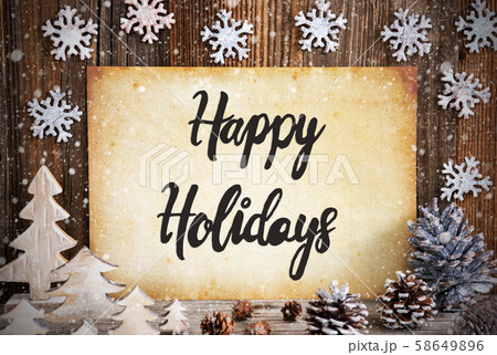 Old Paper With Christmas Decoration, Text Happy Old Paper With Christmas Decoration, Text Happy 58649896