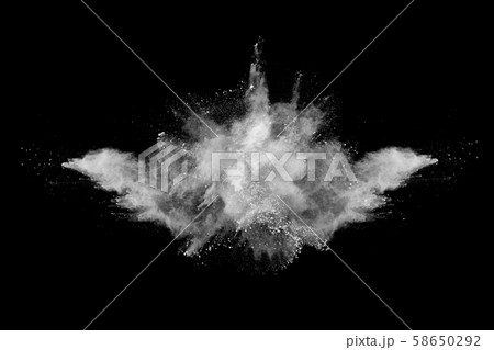 White powder explosion on black background. White powder explosion on black background. 58650292